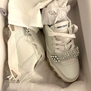 Jimmy Choo Diamond X/F Embellished Leather Sneakers Women
